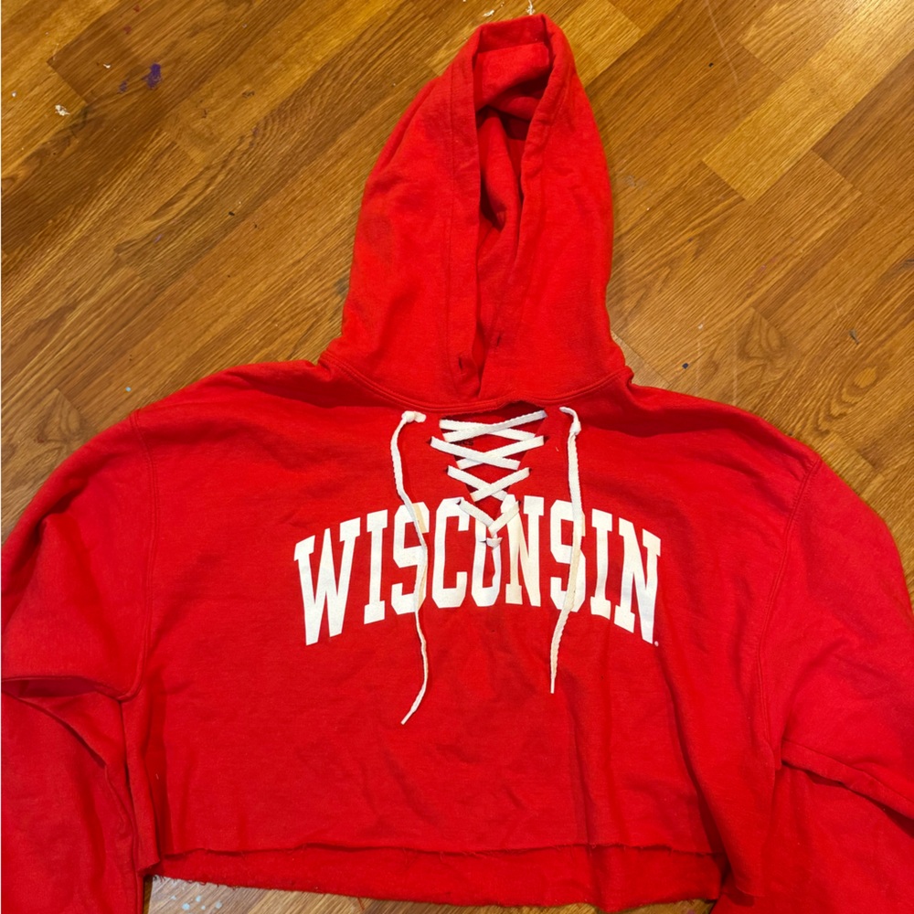 Red Cropped Wisconsin Hoodie